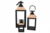 Kpl Latarnia drewniana 3szt 21cm 36cm 52cm