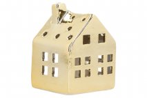 Świecznik ceramiczny Domek 7x7x10cm złoty