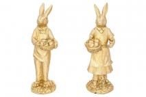 Wielk. Figurka dekoracyjna królik 13x11x33cm, złoty, polyresin