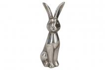 Wielk. Figurka ceramiczna królik 8,7x7x24cm, srebrny