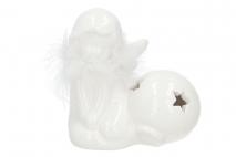 Figurka ceramiczna anioł z LED 10,4cm