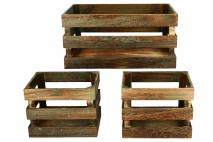 Kpl Skrzynka drewniana 3szt 42x31x20cm,20x14,5x15,5cm