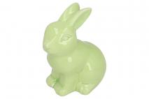 Figura ceramiczna zając 7x5x9cm zielony