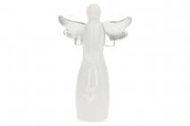 Figurka ceramiczna aniołek 8x4,5x14,4cmsrebrny