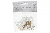 Ozd.boż. Zawieszka drewniana 3szt 6x6cm