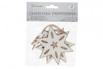 Ozd.boż. Zawieszka drewniana gwiazda 2szt 9,5x9,5x0,2cm
