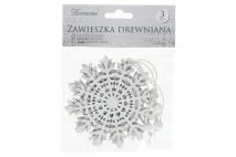 Ozd.boż. Zawieszka drewniana gwiazda 3szt 10x10x0,2cm