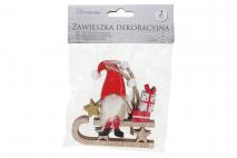 Ozd.boż. Zawieszka drewniana 2szt 9,5x9,5cm