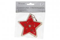 Ozd.boż. Zawieszka drewniana gwiazda 2szt 10x9,5x0,3cm