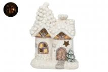 Figurka dekoracyjna z LED domek 17x11,5x22cm