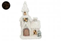 Figurka dekoracyjna z LED domek 17,5x13,5x29cm