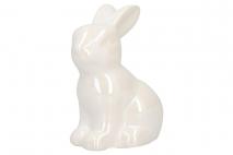 Figura ceramiczna zając 7x5x9cm perłowy
