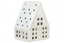 Świecznik ceramiczny domek 10,4x8,6x14,4cm srebrny
