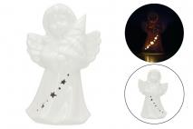 Figura ceramiczna LED anioł 9,5x7,3x15,4cm mix 2 wzorów