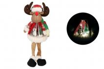 Figura tekstylna renifer siedący LED z dźwiękiem 28cm
