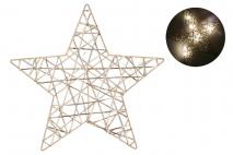 Dekoracja gwiazda 3D 10LED 25cm, złota