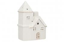 Duża figura ceramiczna z LED Domek 12,2x8,2x17,8cm