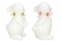 Figurka ceramiczna zając mix kolorów 6x4,8x9,5cm, 5,3x5,3x9,3cm