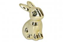 Figurka ceramiczna zając złota 8cm