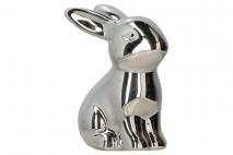 Figurka ceramiczna zając srebrna 8cm
