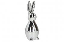 Zając ceramiczny Galwaniczny srebrny 26cm