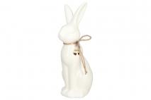 Zając ceramiczny z rzemykiem i piórem 25cm